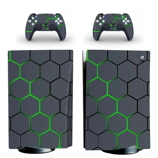 stickers ps5 camouflage futuriste vert