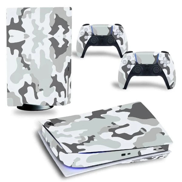stickers ps5 camouflage gris neige