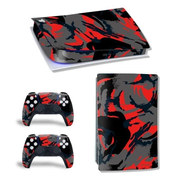 stickers ps5 camouflage rouge noir