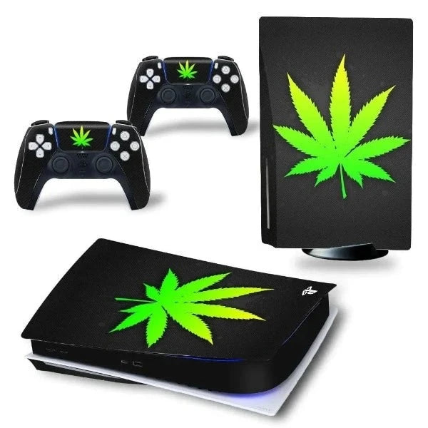 stickers ps5 cannabis feuille