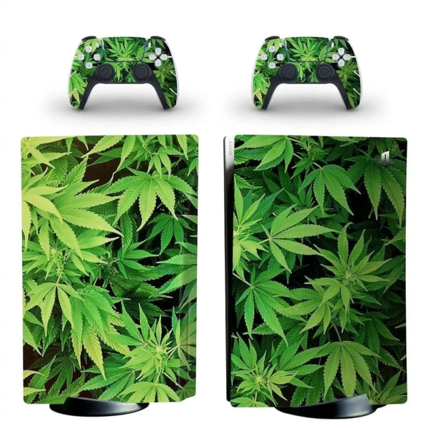 autocollant ps5 feuille de cannabis
