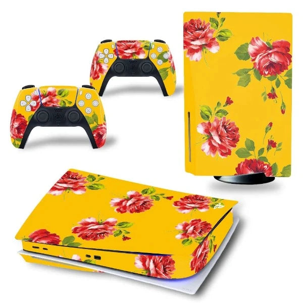 stickers ps5 fleur fond jaune