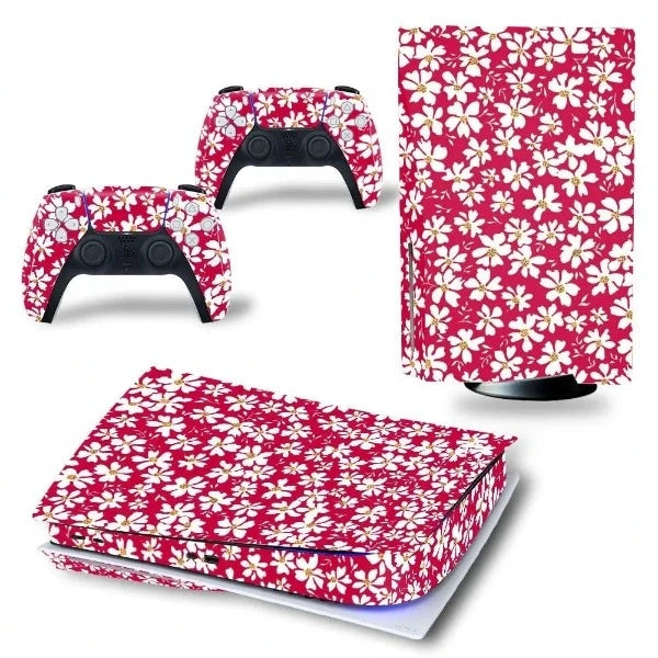 stickers ps5 fleur fond rose