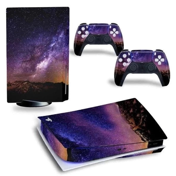 stickers ps5 galaxie mauve 