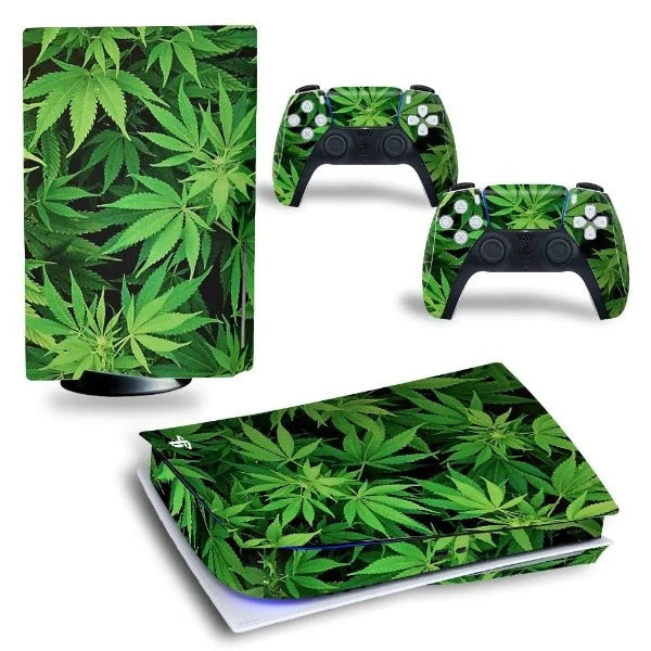 stickers ps5 plante de cannabis