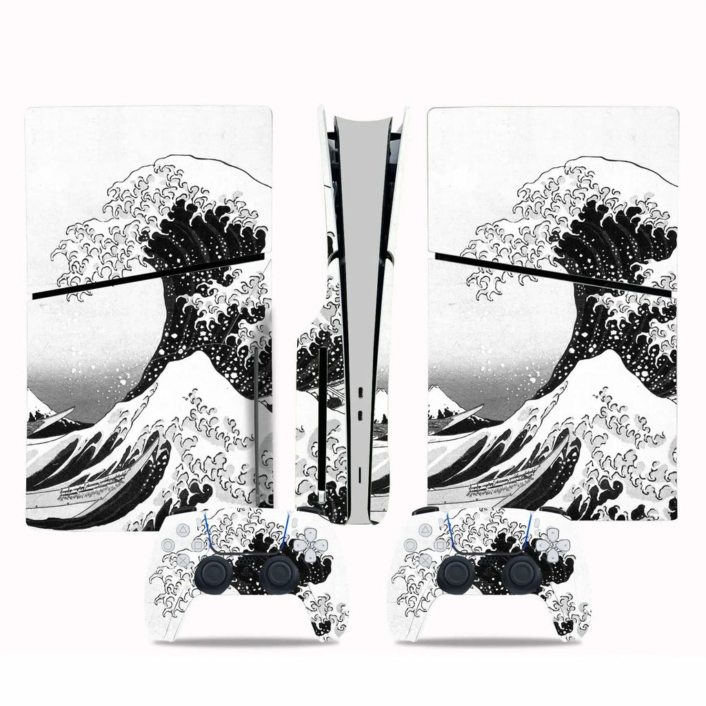 Stickers Ps5 Slim Mer Japonaise Blanc