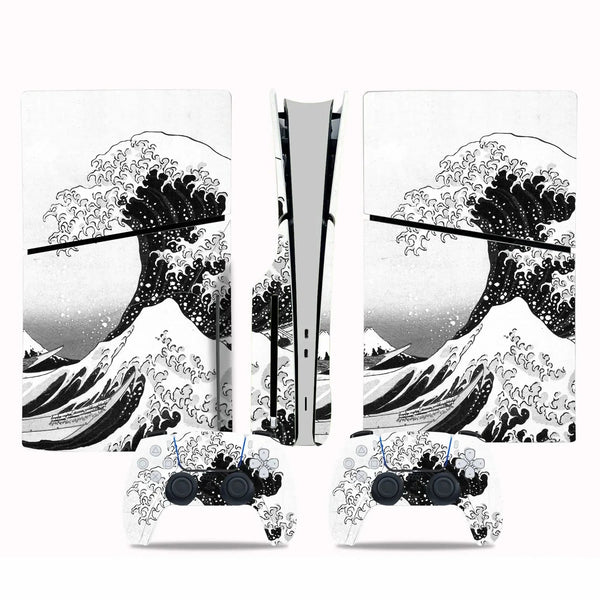 Stickers Ps5 Slim Mer Japonaise Blanc