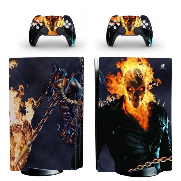 stickers ps5 squelette motard