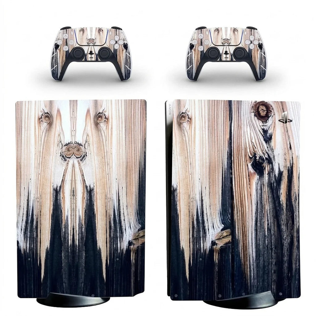 autocollant ps5 bois délavé
