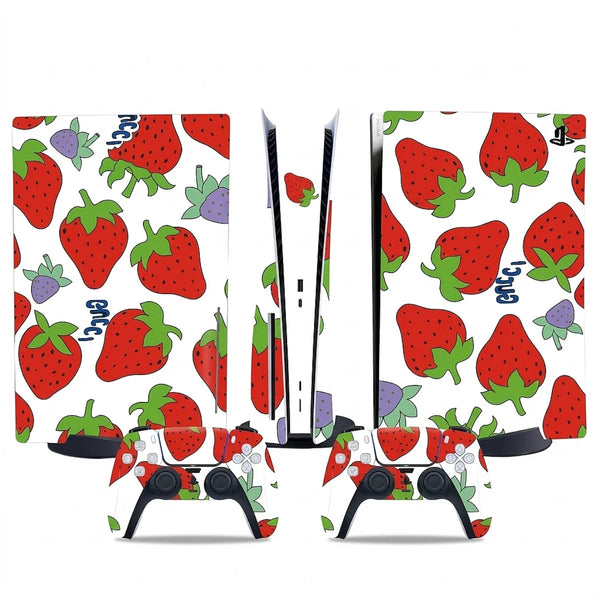 autocollant ps5 fraise