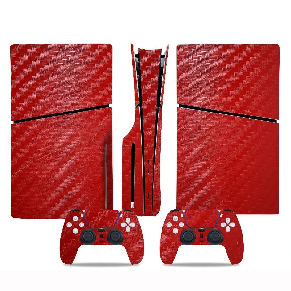 Stickers Ps5 Slim Carbone Rouge