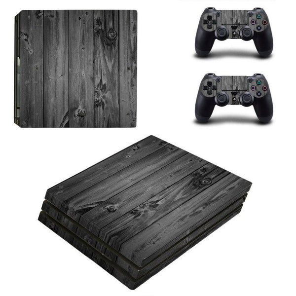 Stickers Ps4 Pro <br> Bois Noir Brut