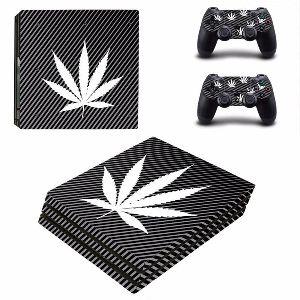 Stickers Ps4 Pro Feuille de Cannabis en Carbone