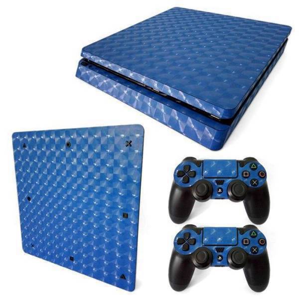 Stickers Ps4 Slim <br> Bleu Métallique
