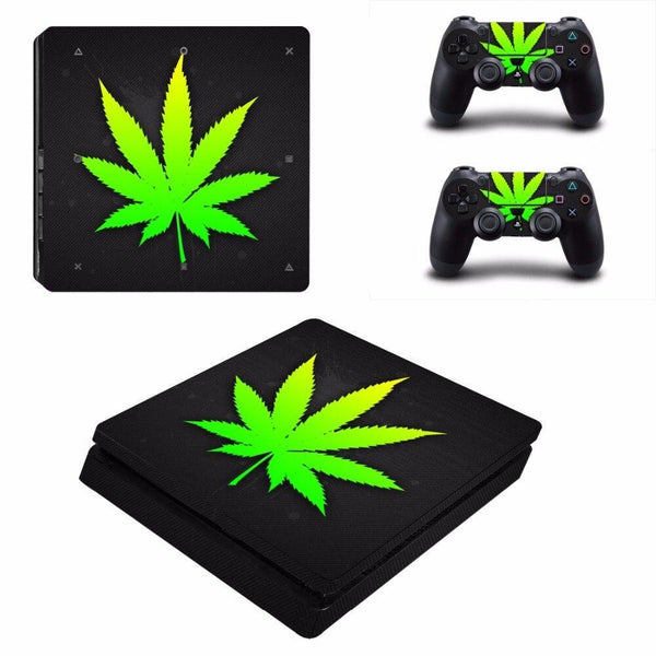 Stickers Ps4 Slim <br> Feuille de Cannabis