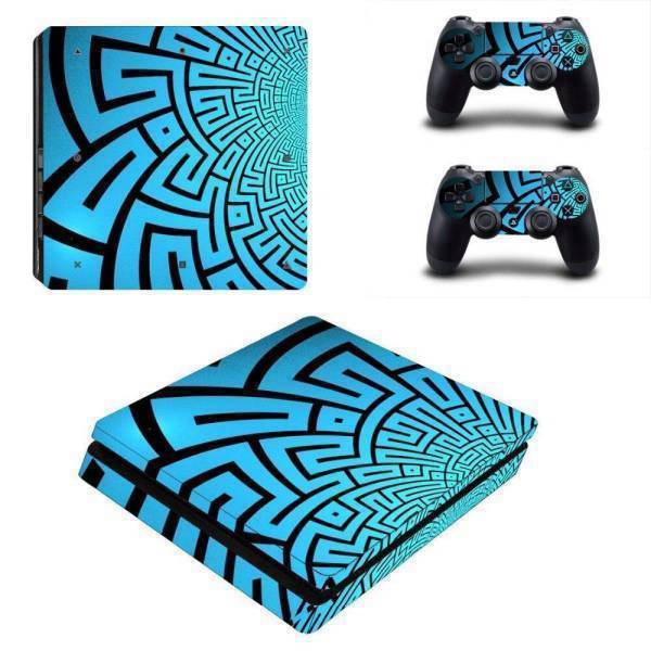 Stickers Ps4 Slim <br> Labyrinthe Bleu