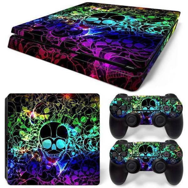 Stickers Ps4 Slim <br> Tête de Mort Multicolore